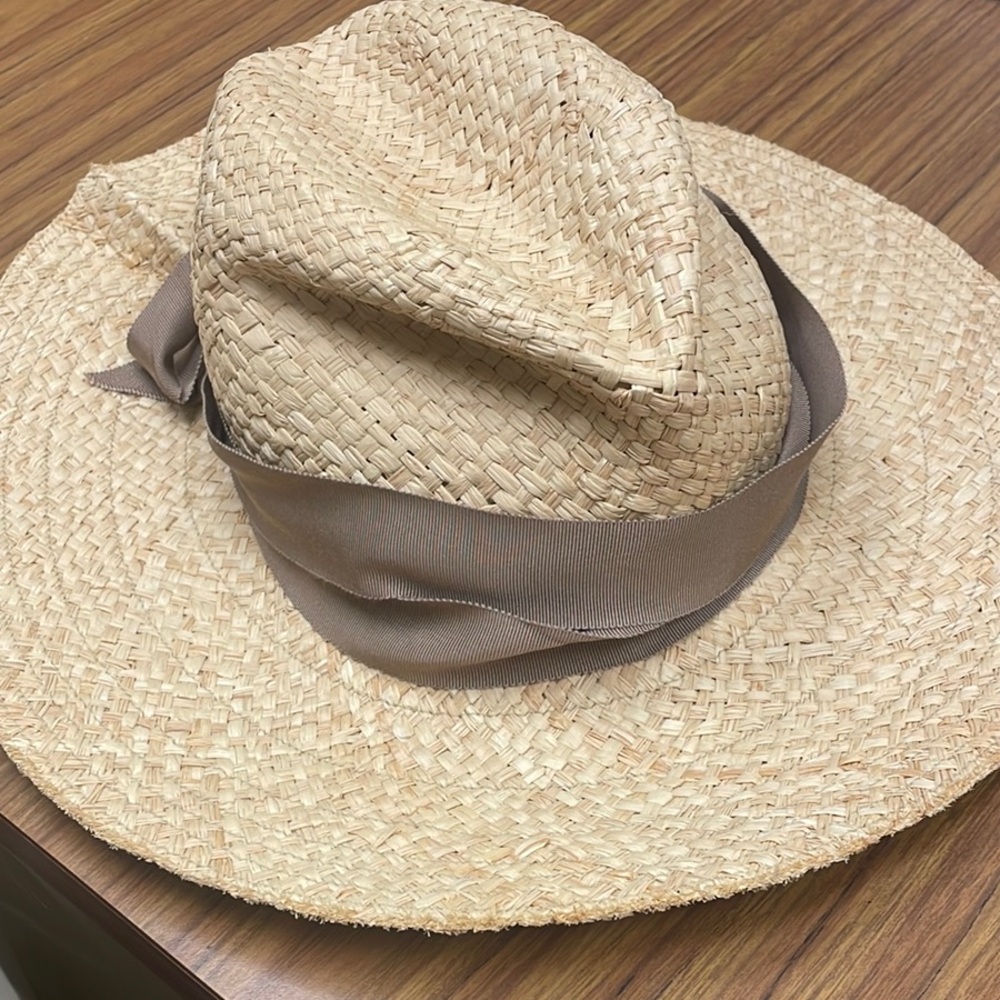 First Aid Straw Sun Hat with Taupe Ribbon